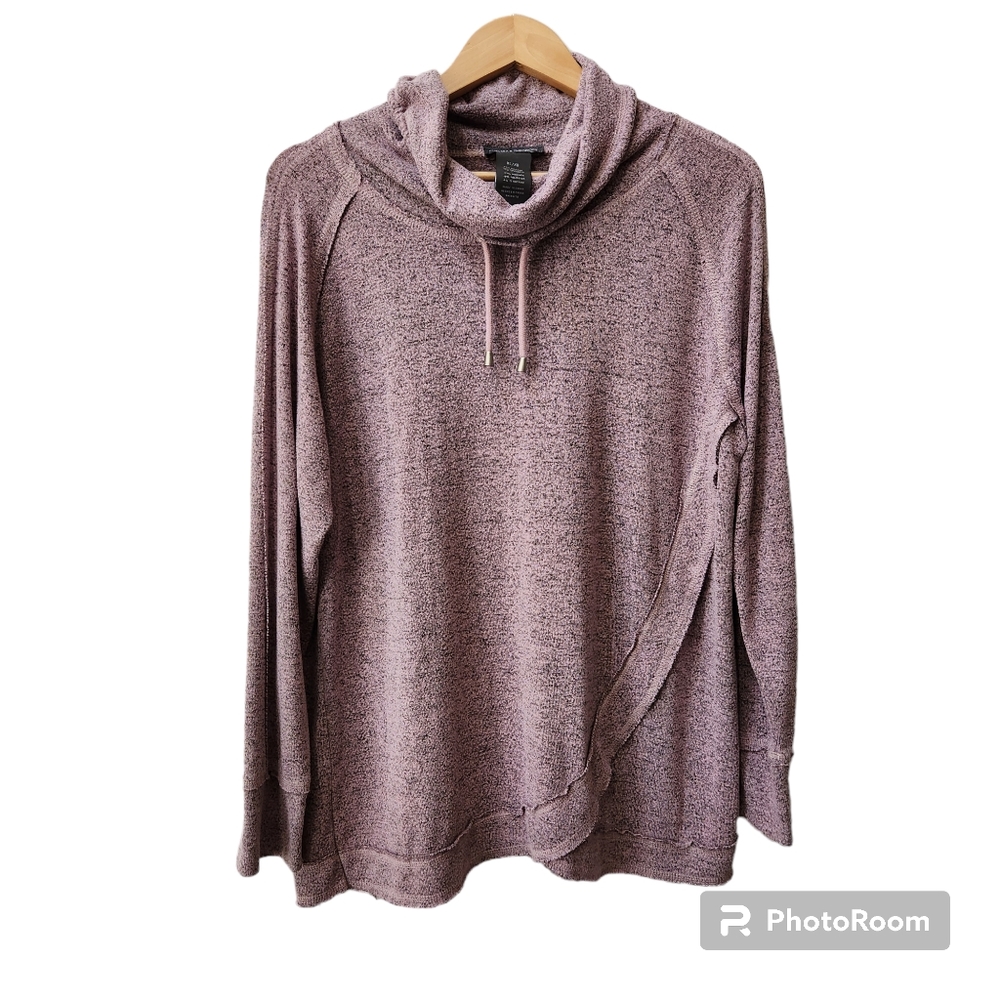 Chelsea and Theodore Blush Mauve and Black Cowl Neck Sweater women's XL